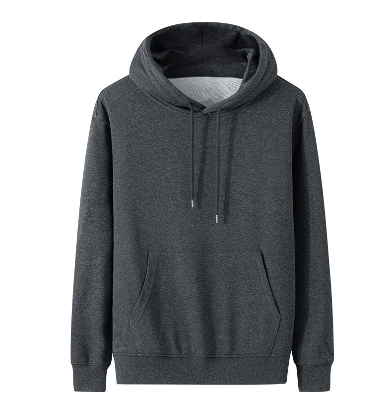 Men Fleece 100 Cotton Gray Long Sleeves Hooded Regular Solid Fleece