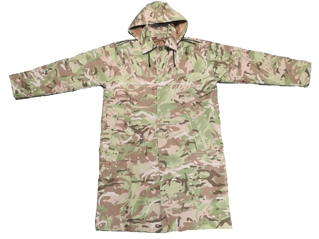 Custom Camo Waterproof Long Rain Jacket/Windbreaker for Men