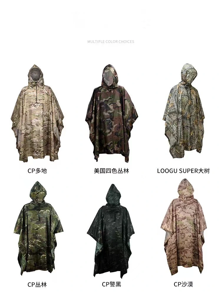 Yuemai Hot Sale Waterproof PU Coating Outdoor Camouflage Miltary Tactical Rain Wear