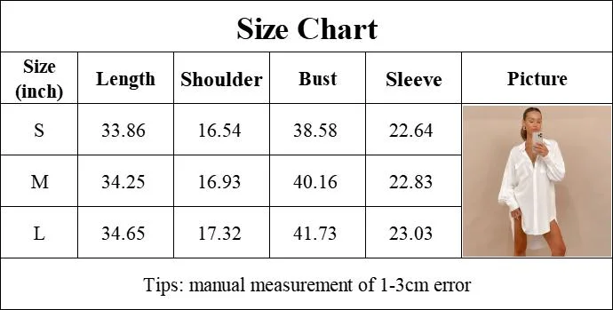 Ladies Fashion White One Piece Pajamas Chiffon Shirt Night Dresses for Woman Long Sleeve