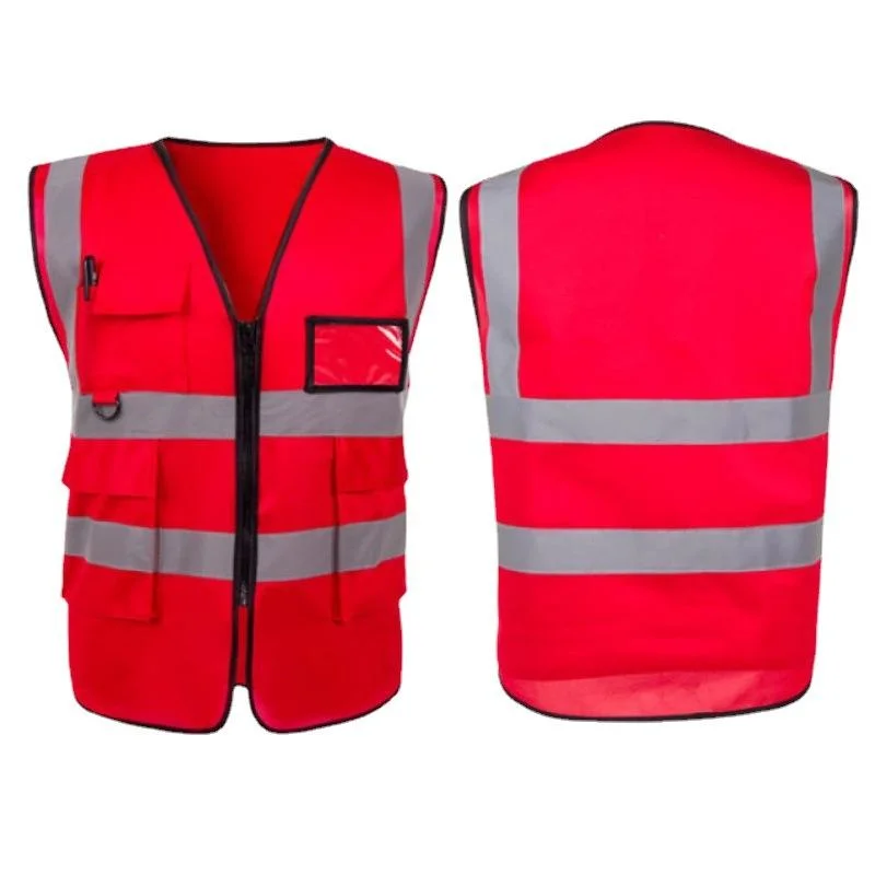 Blue Color Reflective Safety Vest for Women Men High Visibility Security with Pockets Zipper Front Meets ANSI/Isea Standards