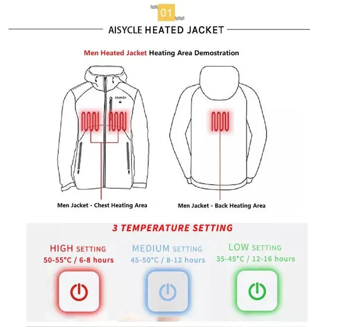 Latest Design Mens Self Warming Battery Powered Winter Heated Jackets