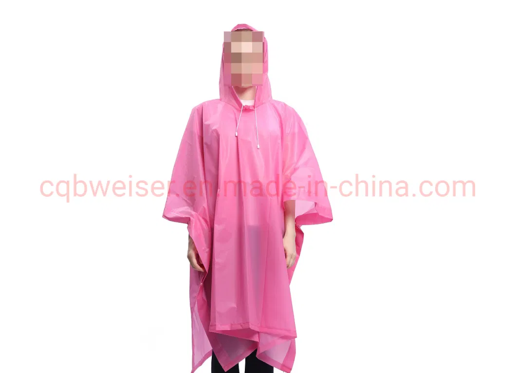 Wholesale Reusable Adult EVA Waterproof Tactical Women Poncho Plastic Raincoat