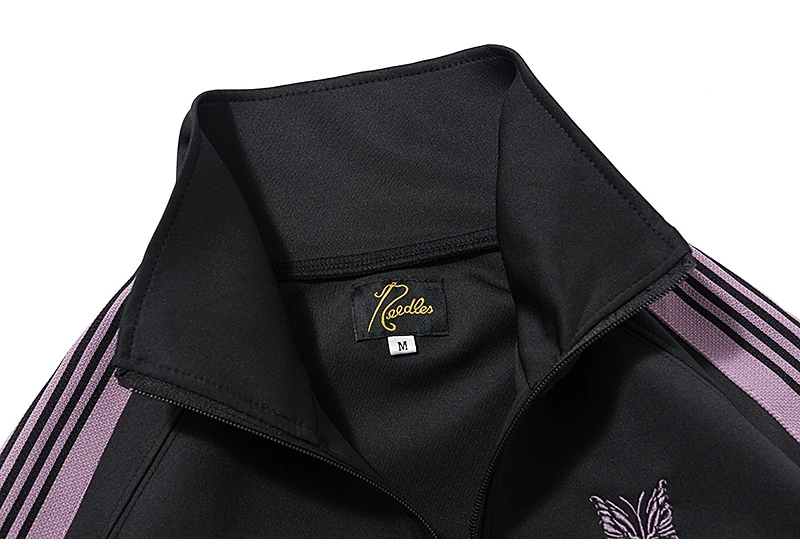 Butter Fly Embroidery Ribbon Needles Jackets Men Women 1: 1 Top Quality Streetwear Jacket Stripes Needles Track Coats