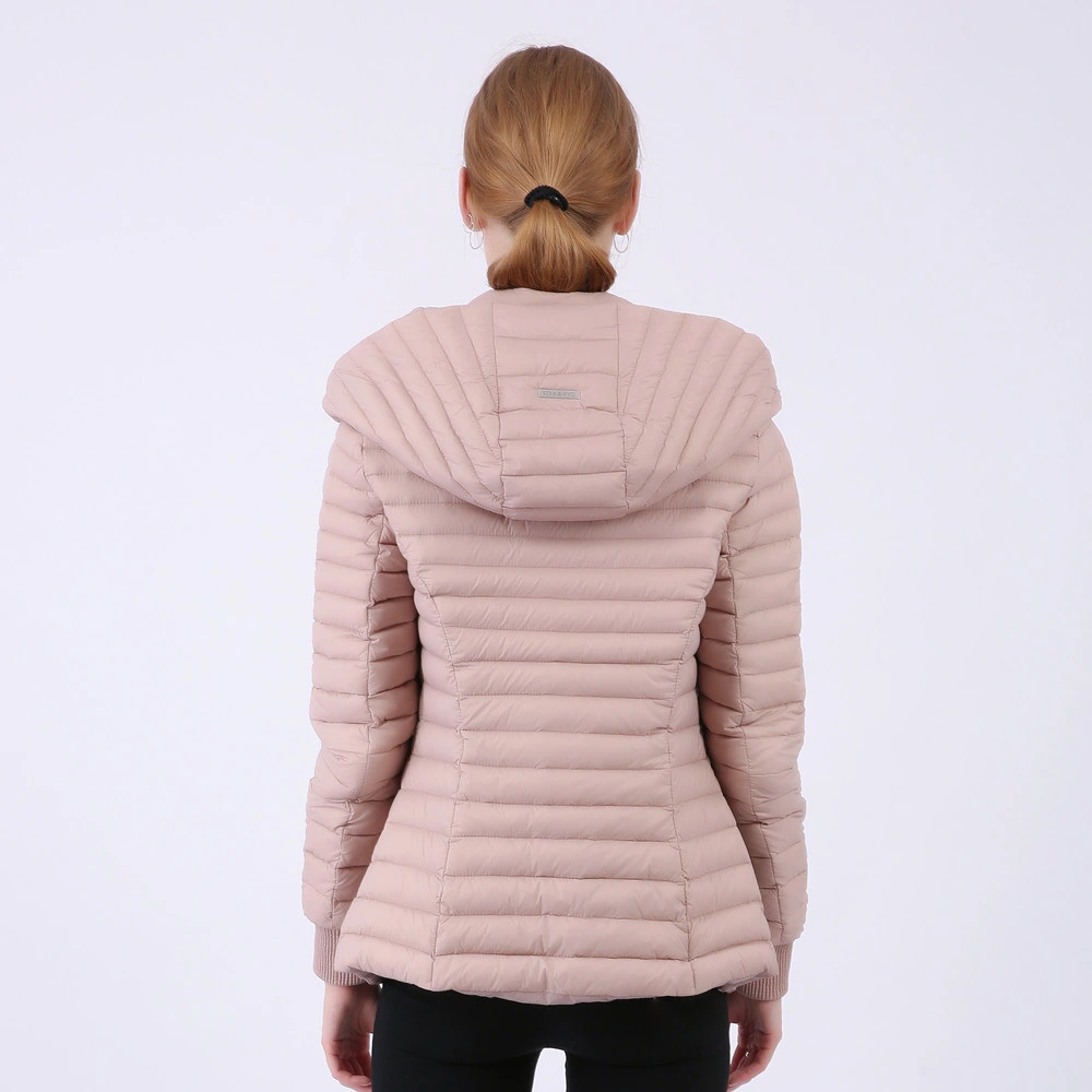 High Quality Custom Pink Hood Waterproof Padded Winter Ultralight Down Jacket