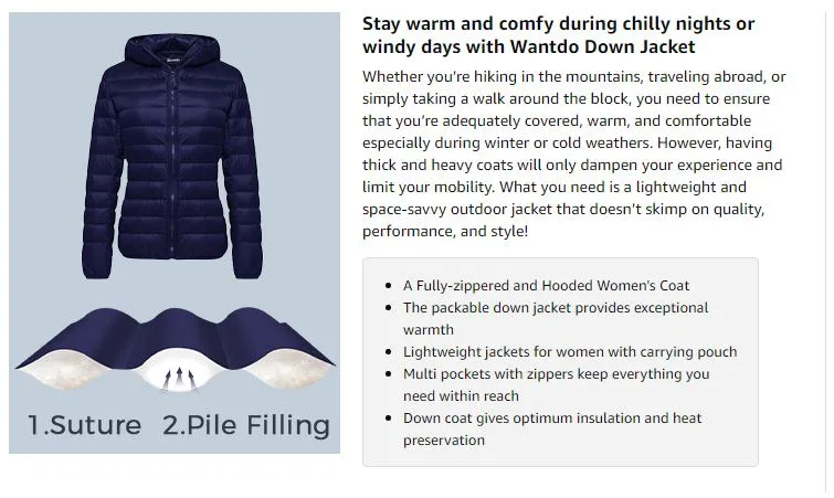 Women&prime;s Hooded Packable Ultra Light Weight Short Down Jacket