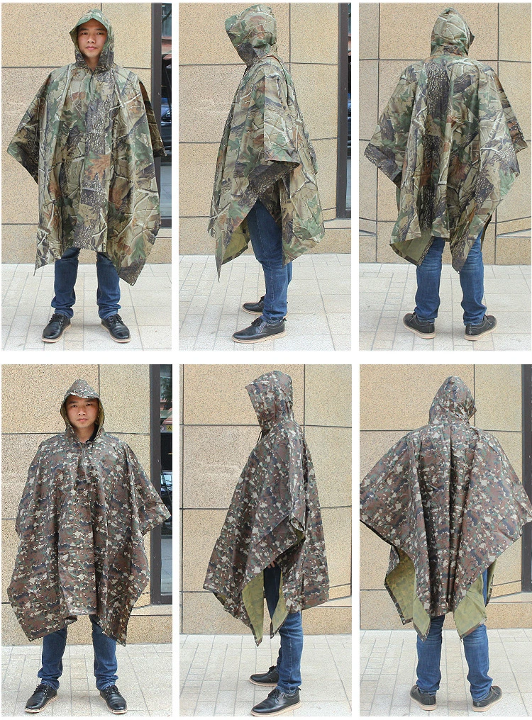 Tactical Wholesale Multi-Purpose Light Weight Multicam Polyester Military Raincoat Waterproof Poncho Camouflage Army Rainwear