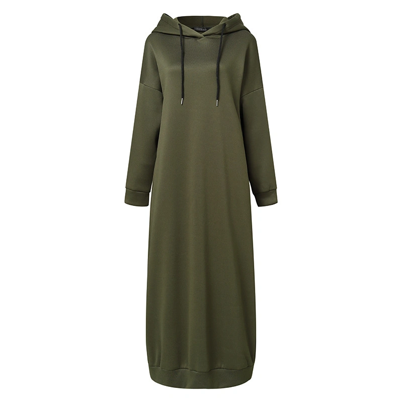 Private Label Soft Big Plus Size Muslim Oversized Casual Cotton Maxi Women Long Hoodie Dress for Women Hoodie Wholesale