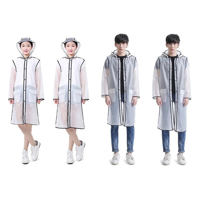 Wholesale Fashion PVC Adult Rain Coat Women Plastic Clear Raincoat