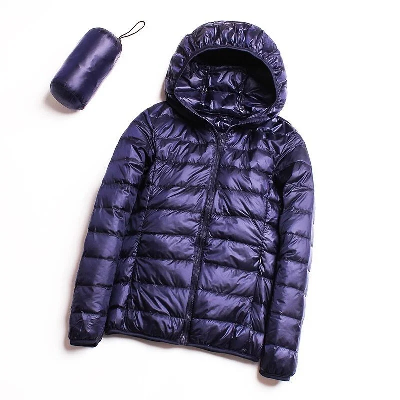 Women Long Sleeve Puffer Jacket Hooded Packable Lightweight Short Down Jacket