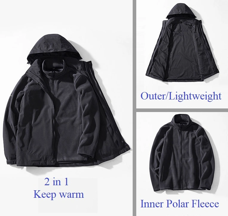 OEM Heated Winter Outdoor Hiking Fleece Sports Men 3 in 1 Jacket