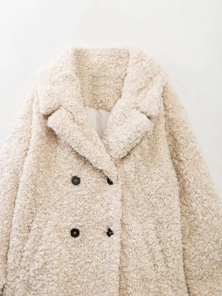 Pb&Za Women&prime;s Wholesale Autumn and Winter Faux Fur Effect Warm Coats