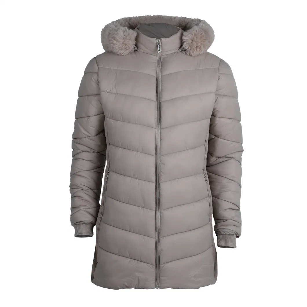 Women&prime; S Ultralight Fake Down Jacket Parka Long Winter Outdoor Coat