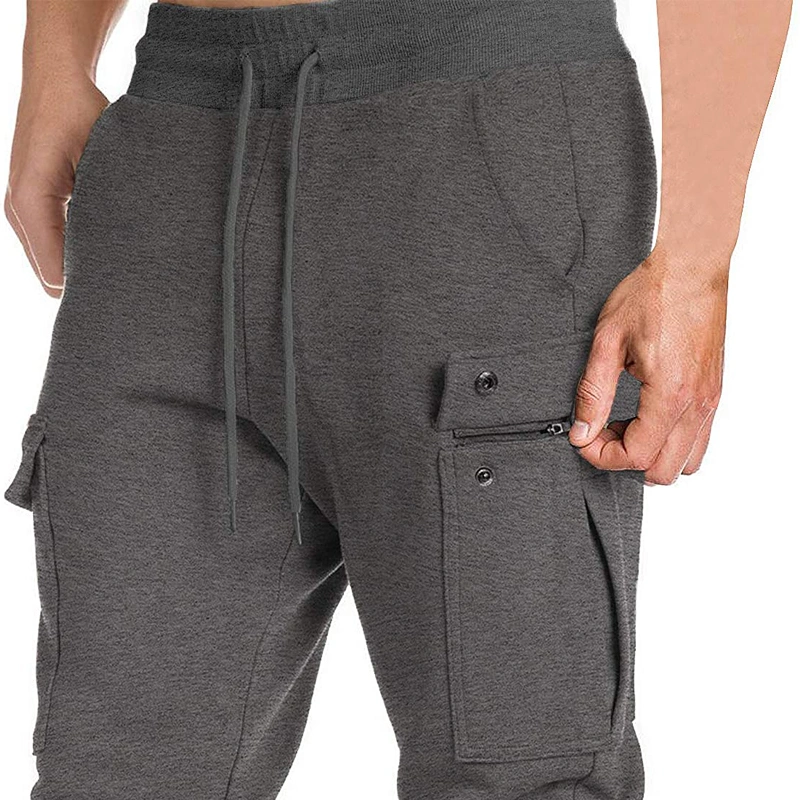 Factory Price Drawstring Waist Sports Pants Men Fitted Cargo Joggers