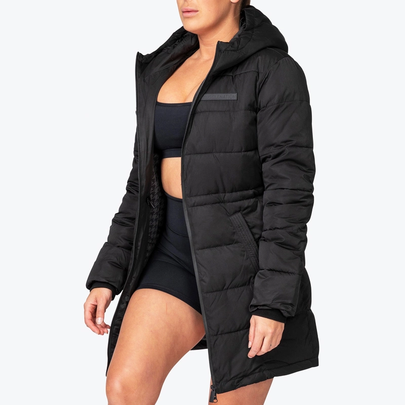 Lightwegith Polyester Women Fitness Clothing Long Line Puffer Down Jacket