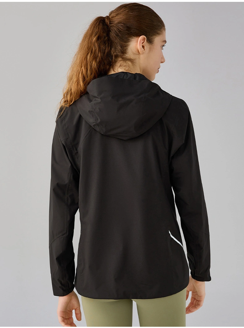 Active Wear Workout Dry Fast Windbreaker Zipper Hood Sports Softshell Jacket Women