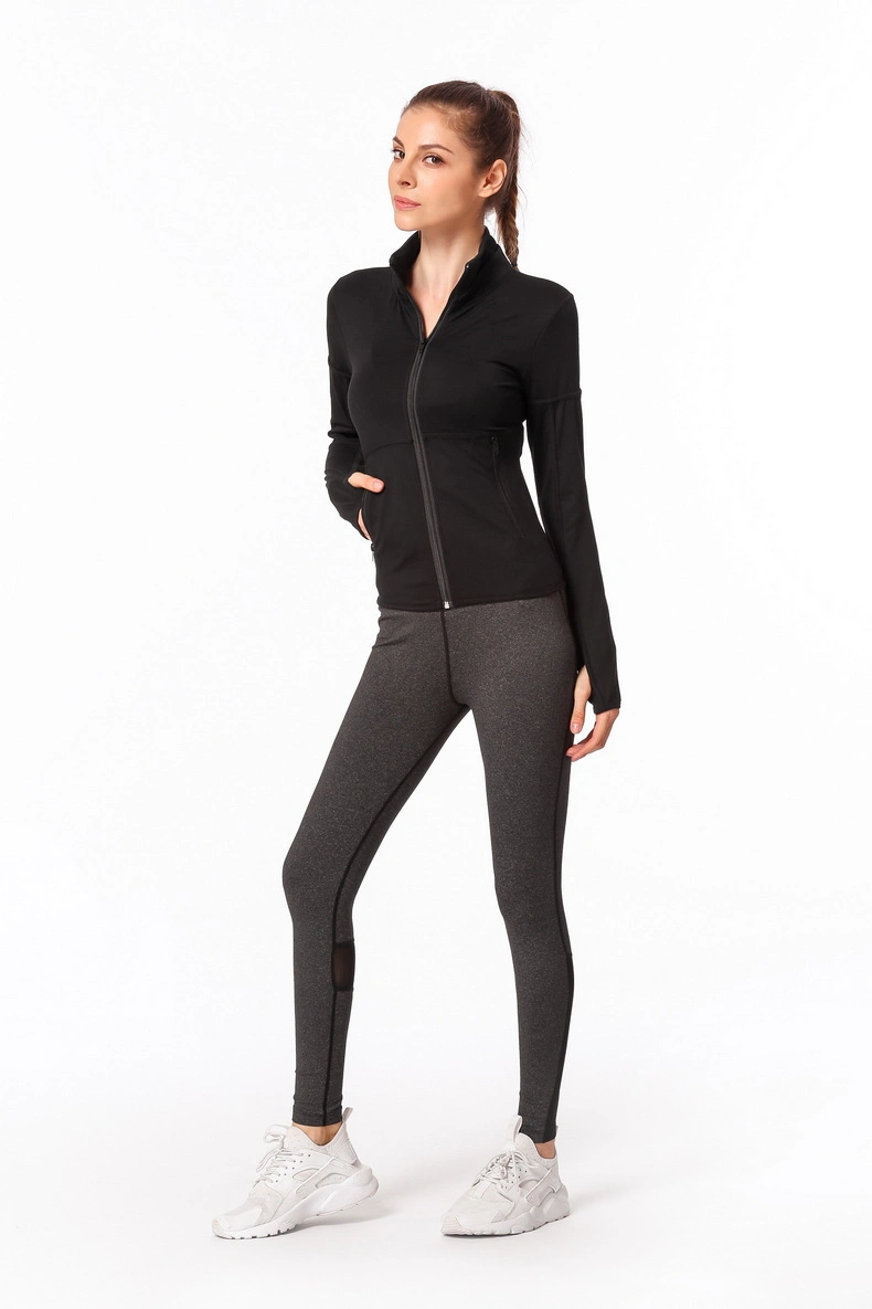 Women Athletic Slim Fit Yoga Jackets High Stretchy Full Zipper Skin Tight Gym Fitness Clothing