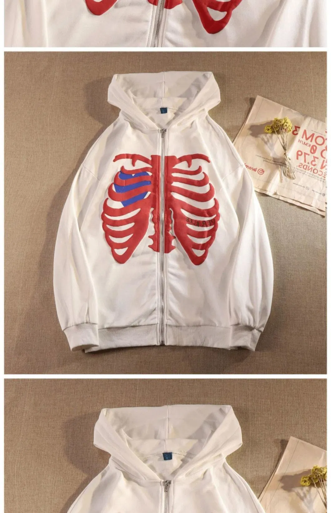 2023 New Design Fashion Skeleton Factory Customize Loose and Thin Long Sleeved Coat in Autumn and Winter Cheap Hoodies