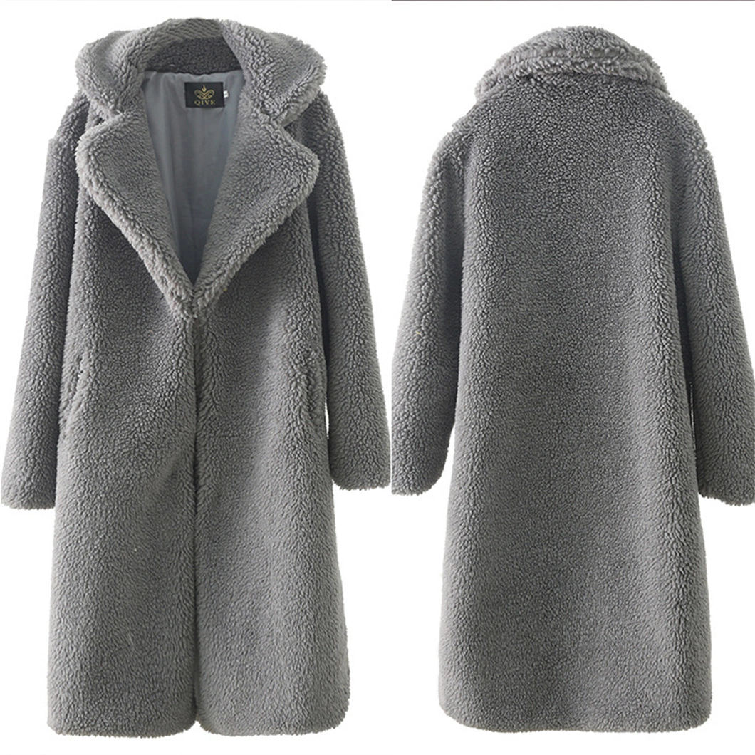 Imitation Lamb Wool Lapel Apricot Jacket Winter Plus Size Women Fashion Long Multicolour Faux Fur Coat S-8XL