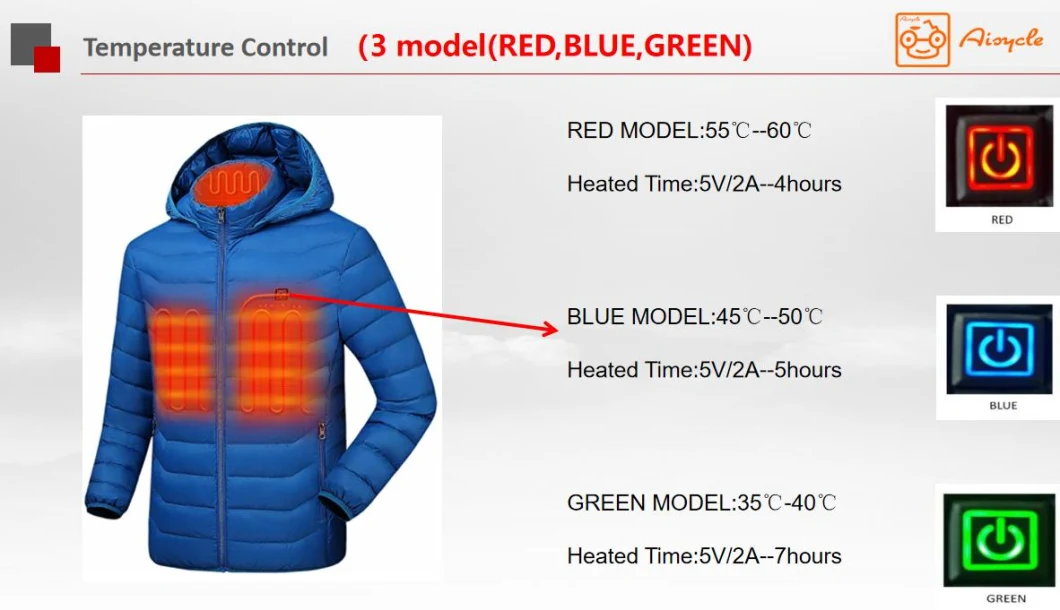 Men Red Outdoor Waterproof Electric Heated Hunting Jacket with Hood