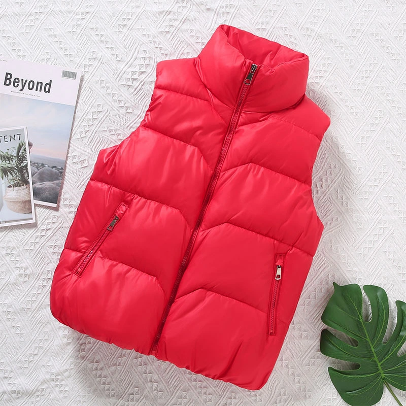 Wholesale Ladies Puffer Vest Full Zip Down Puffer Coat Stand Collar Jacket