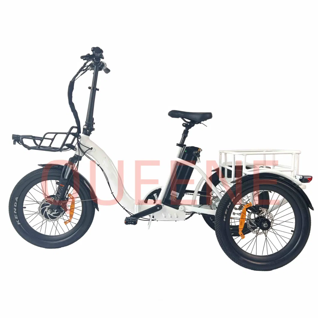 Queene/20 Inch Electric Trike Fat Tire Folding 3 Wheel Electric Tricycle Three Wheels Adult Cargo Electric Bike