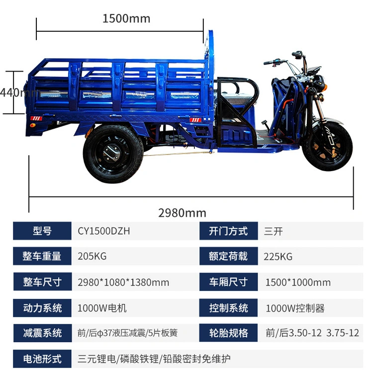 1000W Long Distance Electric Rickshaw Cargo Tricycle (CT-001)