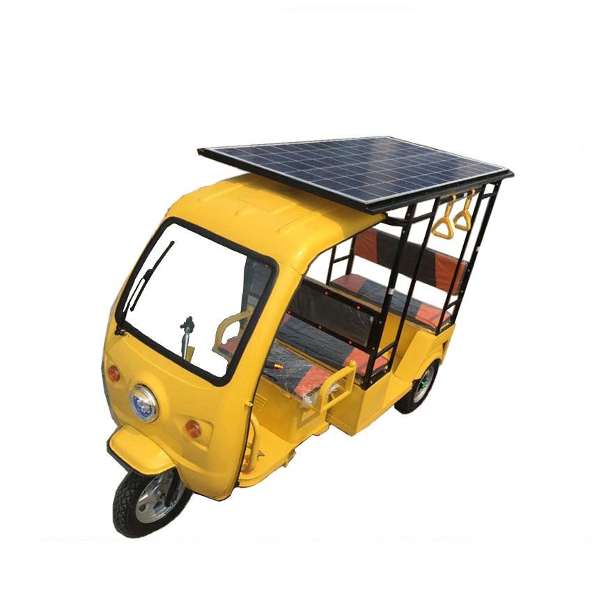 Tricycle for Passengers with Solar Powered Three Wheels Electric Rickshaw Tuk Tuk