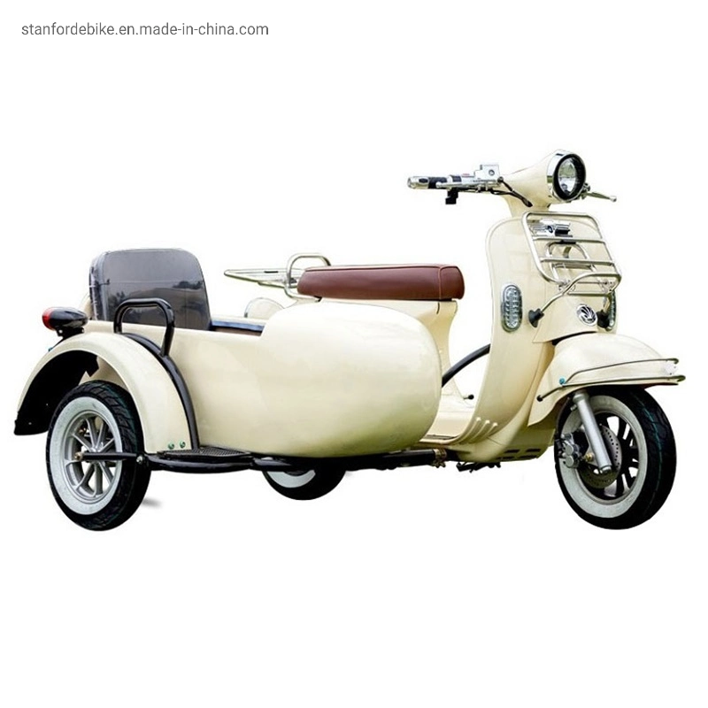 2021 New Best Sell 1500W Vespa with Side Car 3 Wheel Electric Tricycle for Adult