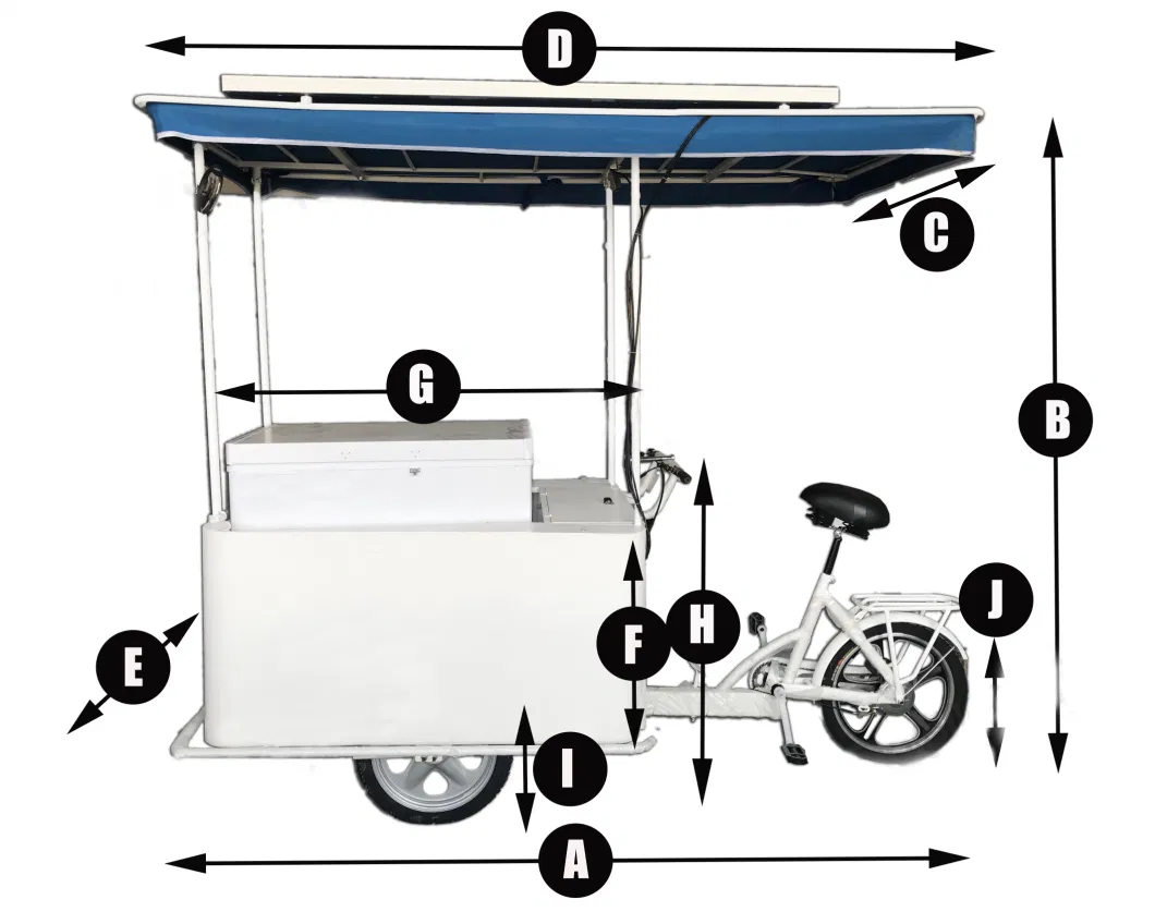 158L DC Freezer with Ice Cream Tricycle with Solar Powered System