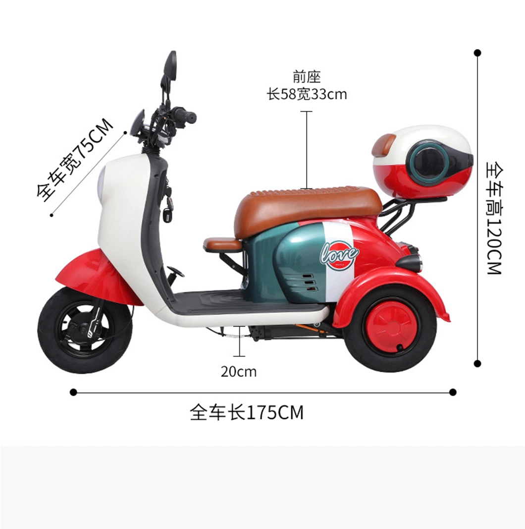 Elderly Disabled People Tricycle 800W Three Wheel Electric Scooter Tricycle for Passenger