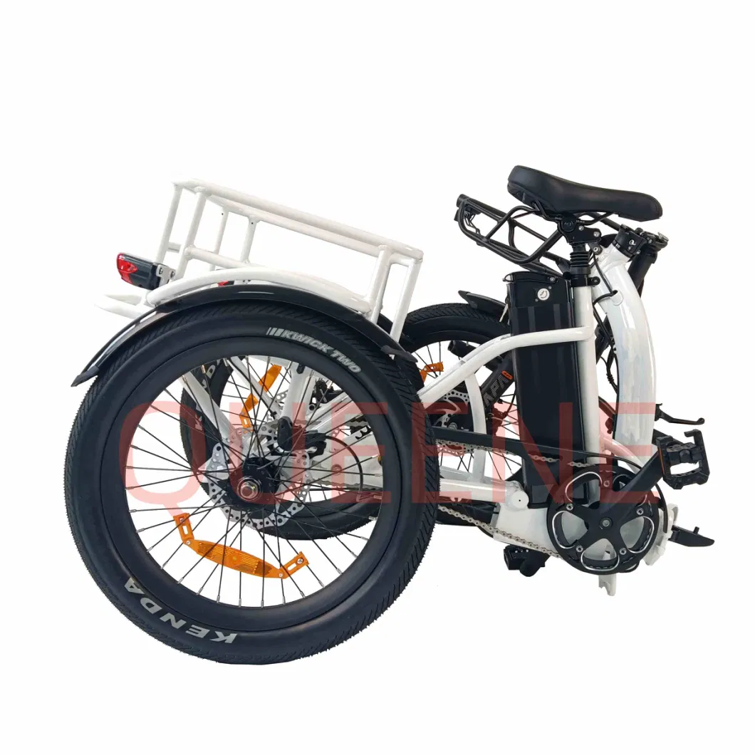 Queene/20 Inch Electric Trike Fat Tire Folding 3 Wheel Electric Tricycle Three Wheels Adult Cargo Electric Bike