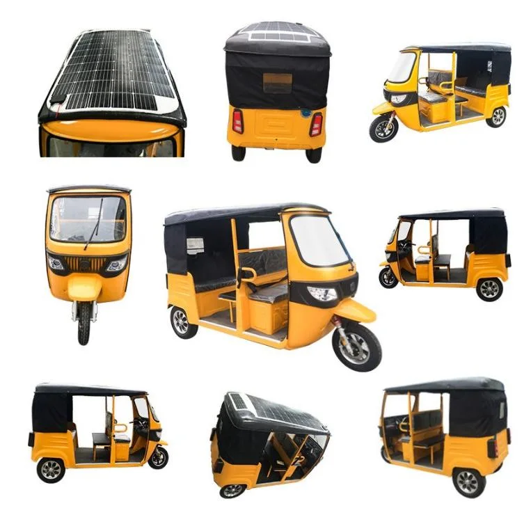 Tricycle for Passengers with Solar Powered Three Wheels Electric Rickshaw Tuk Tuk