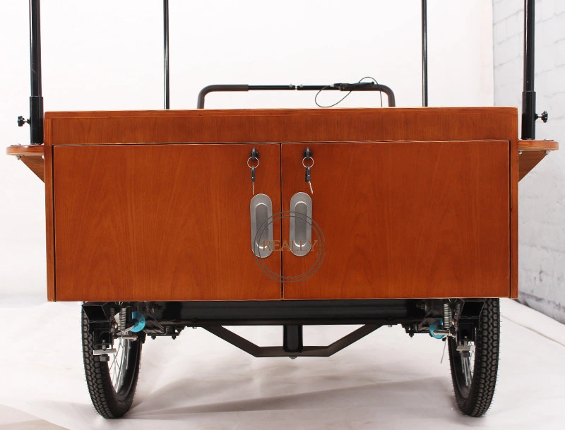 2022 Retro Street Coffee Cargo Bike Mobile Electric Food Vending Tricycle 3 Wheel Snack Fruit Catering Cart for Sale