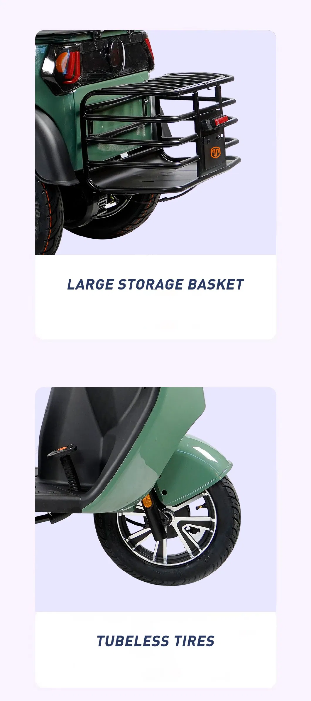 Factory Supply Long Range Electric Mobility Scooter 3 Wheels Electric Tricycle Forpassenger with Roof