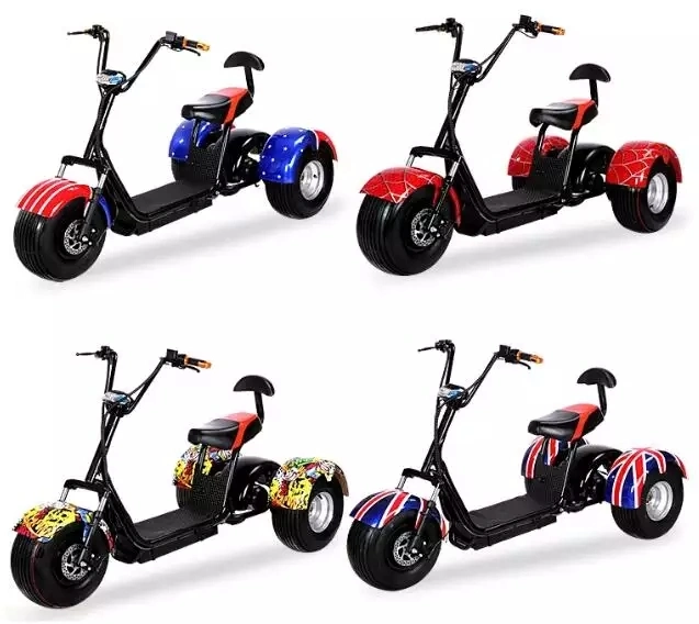 Newest Fat Tire EEC 3 Wheels Scooter Coc Approved Adult Hub Depan Electric Motorcycle Cheap Tricycle 1500W Motor Citycoco