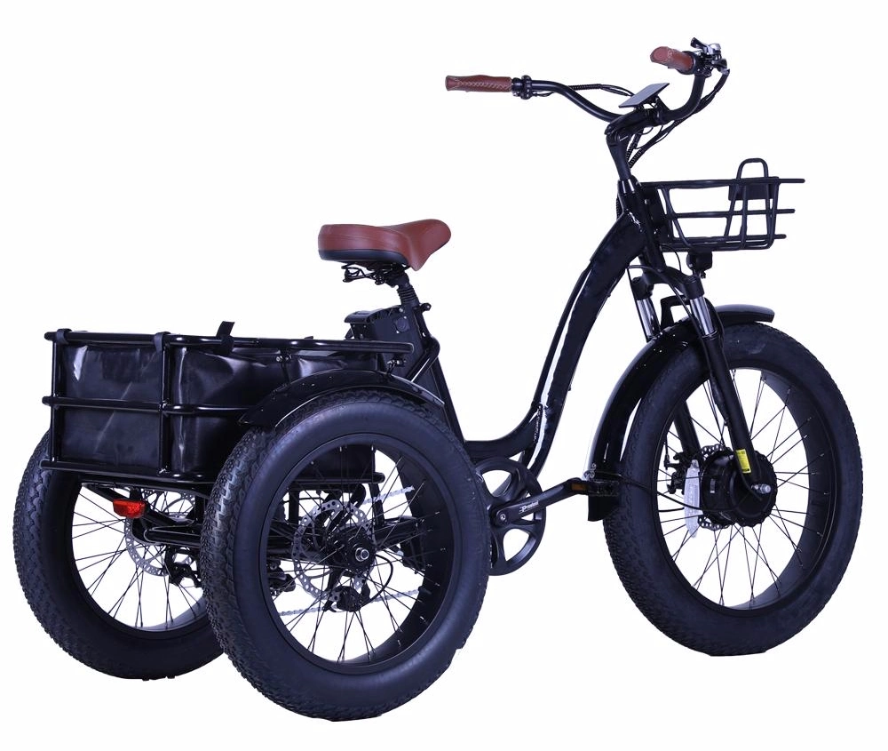 2023 New Electric Trike 3 Wheel Removable Battery Pedal Assist 500W Fat Tire Electric Cargo Bike