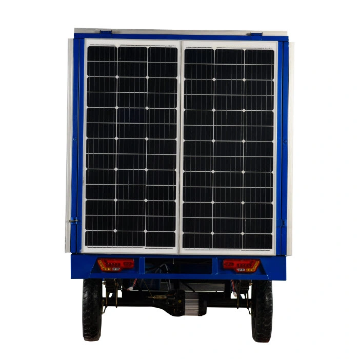 Solar Rickshaw Design Powered Electric Cargo Tricycle with Cabin Closed Cabin Motor Tricycle