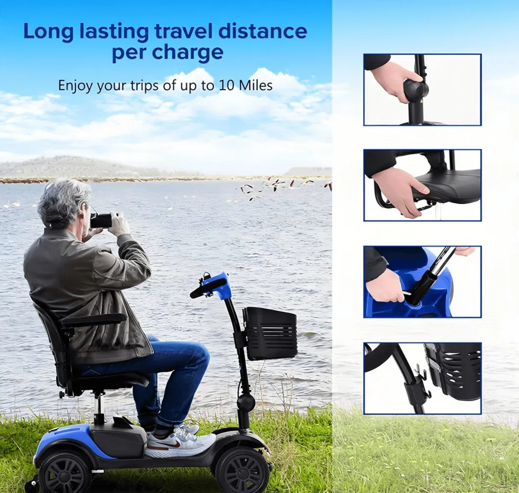 Anti-Rollback Brake Folding Disability Handicapped Scooter Mobility Electric Tricycle for Adults