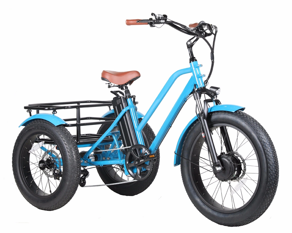 Three Wheel Electric Cargo Bicycle Fat Tire Electric Trike 500W High Power Electric Bike Cargo Ebike