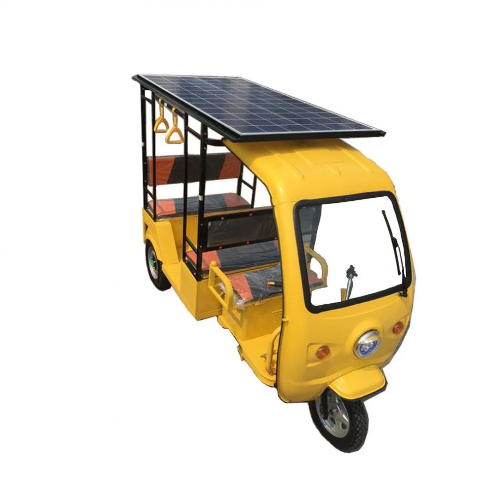 Tricycle for Passengers with Solar Powered Three Wheels Electric Rickshaw Tuk Tuk