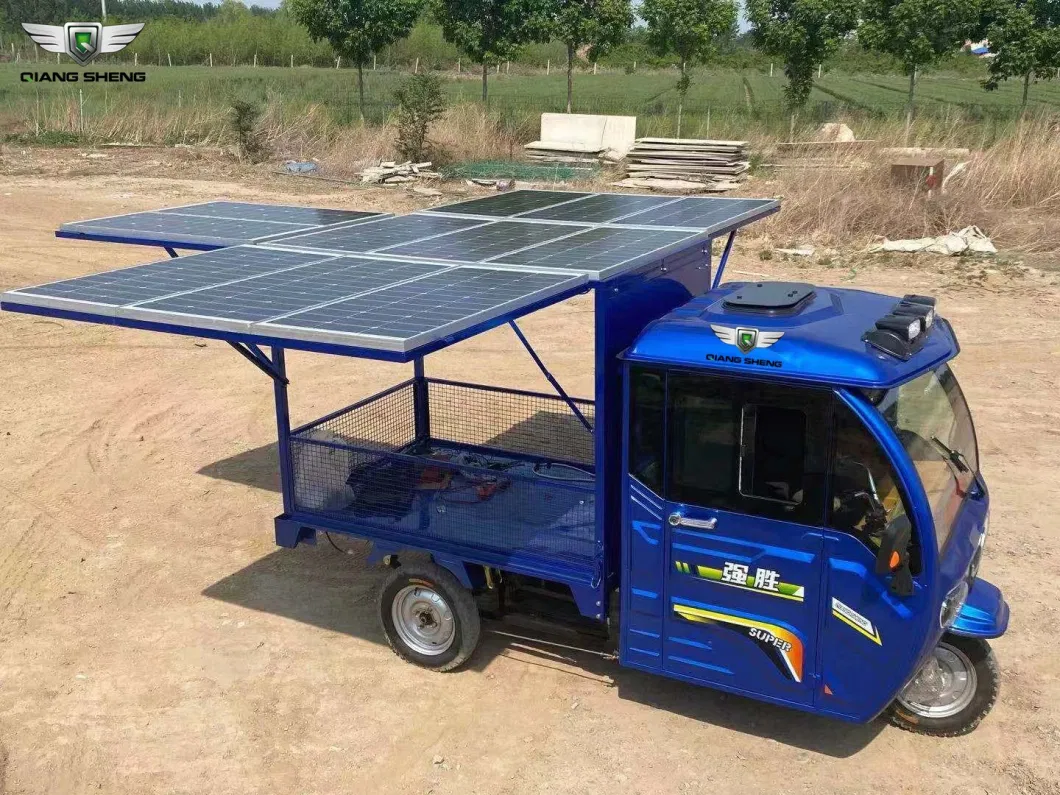 Solar Powered Electric Tricycle Three Wheel Tricycle with Van Box Size 1.7m*1.2m Extending