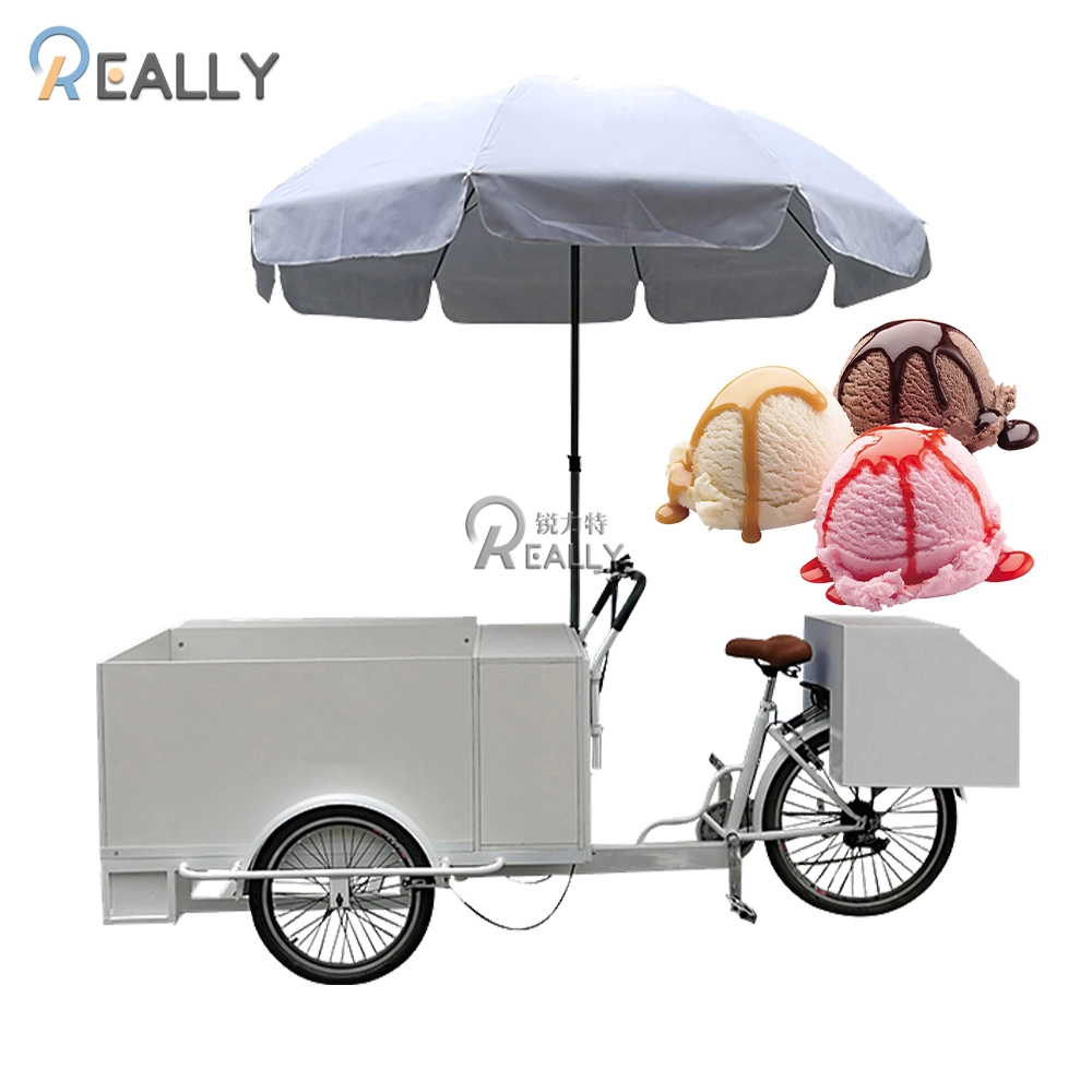 Electric Tricycles Bicycle 3 Wheels Adult Street Ice Cream Cargo Bike Freezer Pedal Food Vending Cart for Sale Reverse Trike 3 Wheel Bicycle