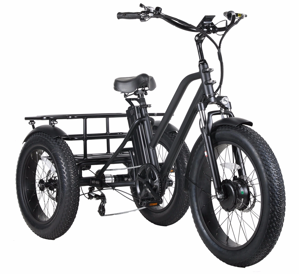 Three Wheel Electric Cargo Bicycle Fat Tire Electric Trike 500W High Power Electric Bike Cargo Ebike