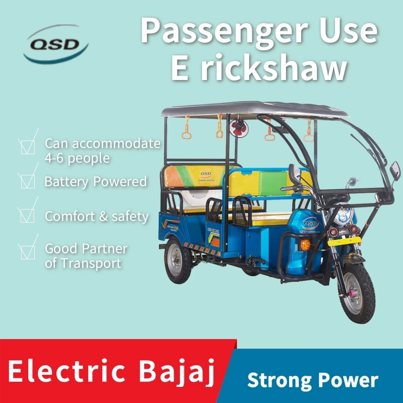 48V 1000W Motor Electric Rickshaw Auto Passenger Electric Tricycle for Passengers Delivery