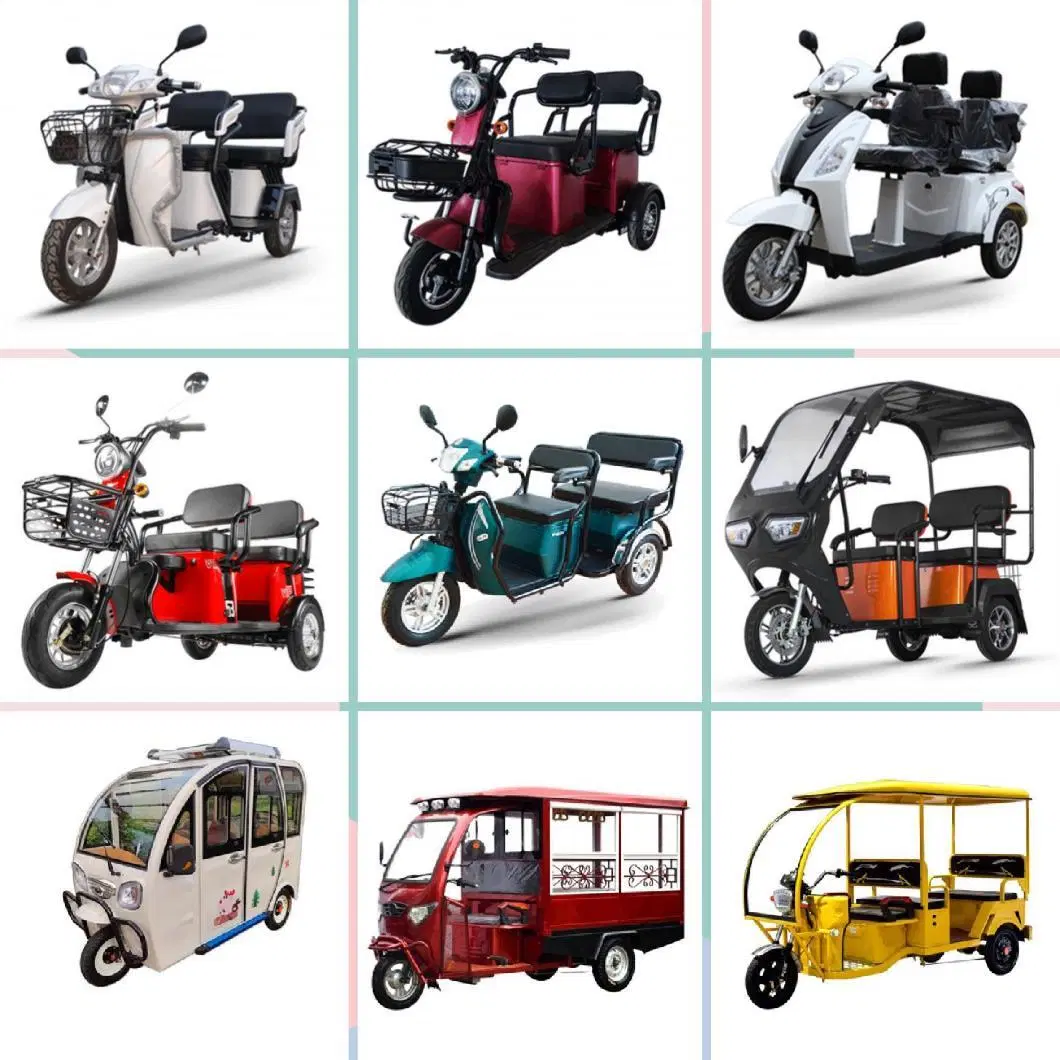 CE EEC Certificated Green Energy Battery Operated Adult Two Seats Three Wheel Shopping Commute Electric Tricycle with Big Bucket Basket