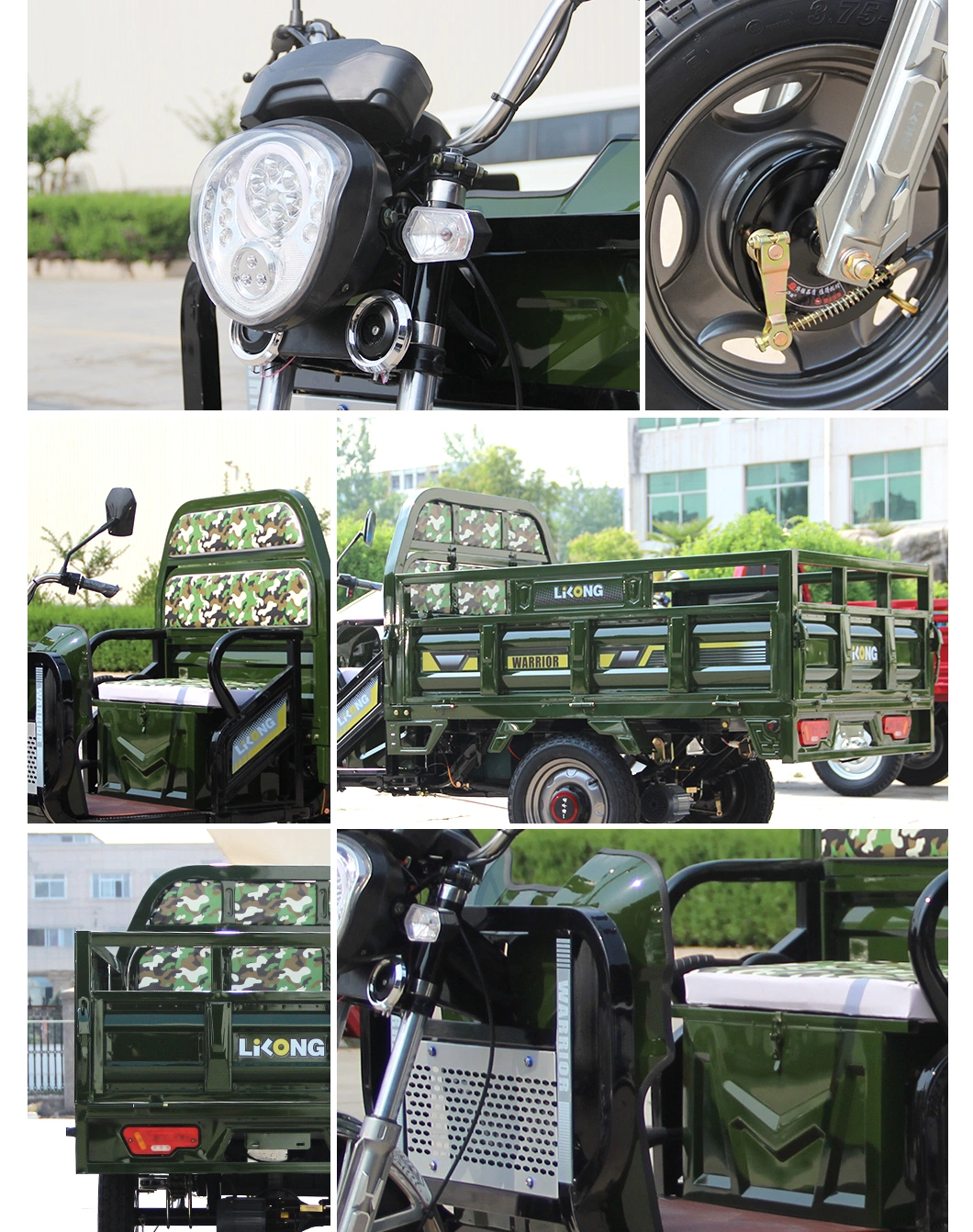 Best Quality Adult Three Wheeler Motorcycle Cargo Tricycle Electric Rickshaw