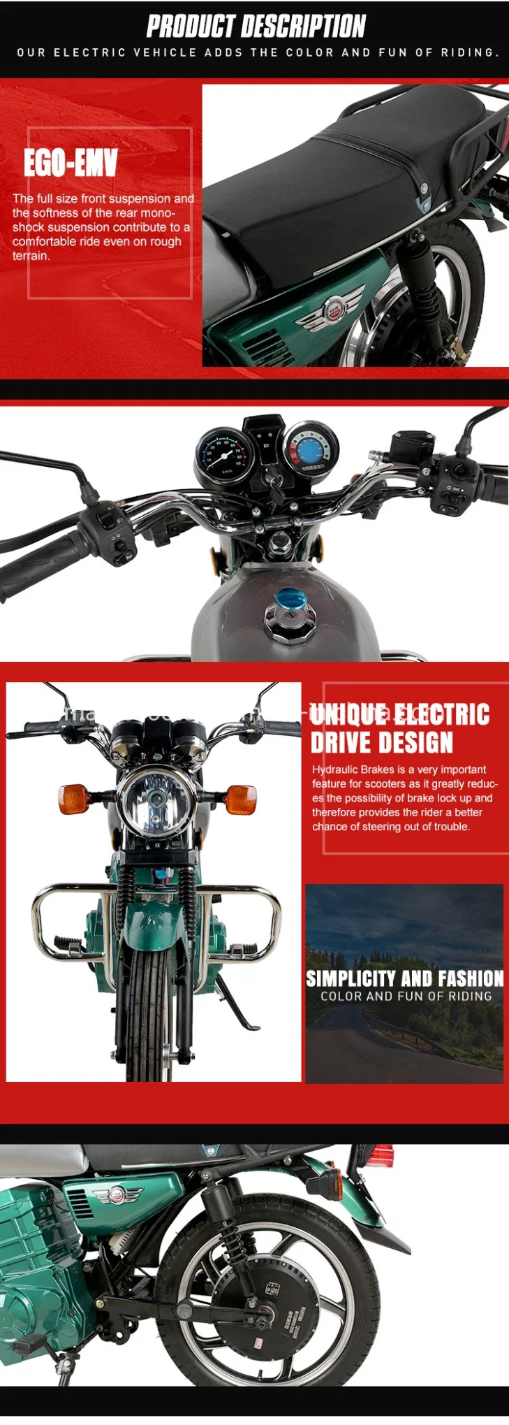 2024 Fastest Rechargeable Battery Electric off Road Motorcycle for Sale