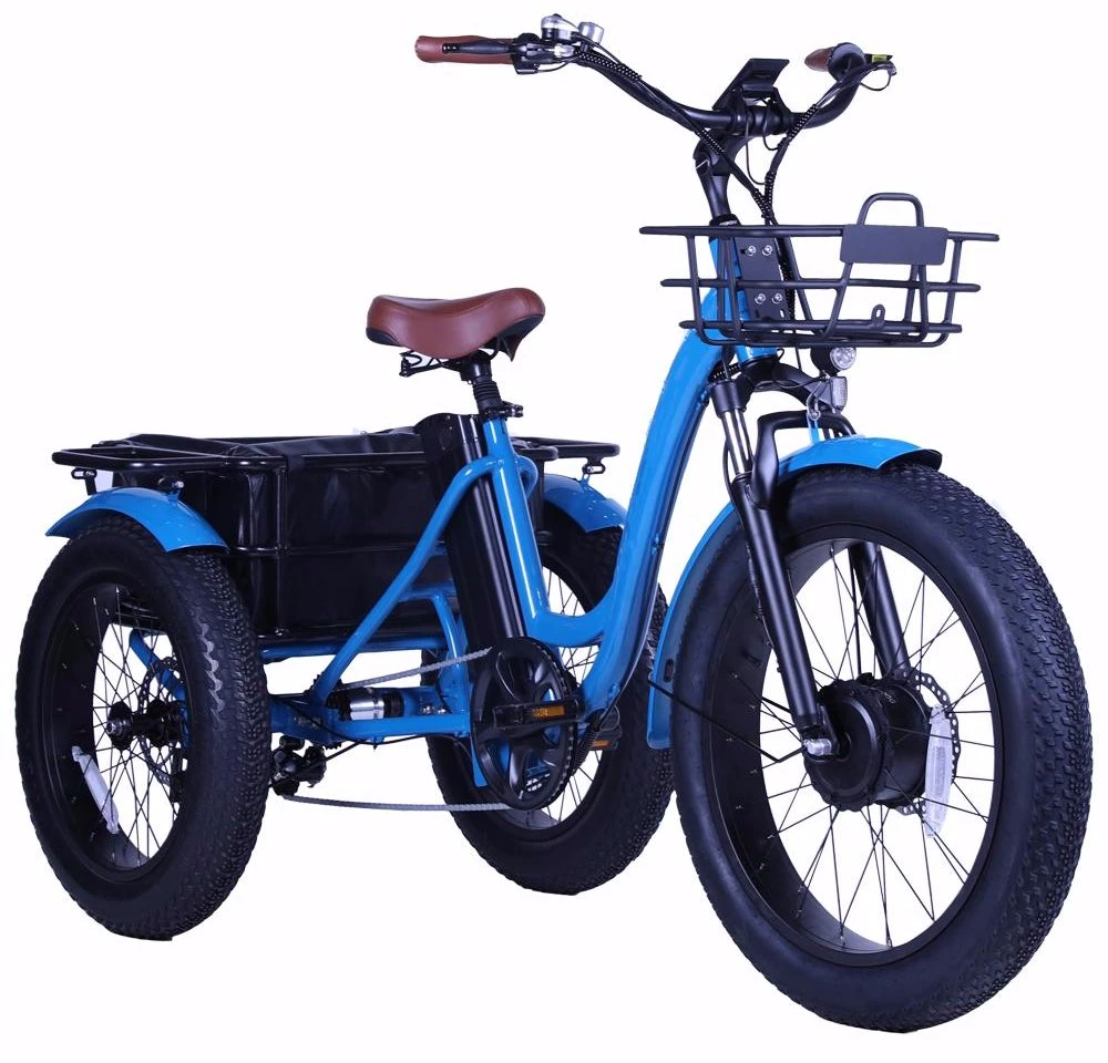 USA Canada Warehouse Three Wheel Ebike Mountain Electric Trike Cargo Ebike with Fat Tire