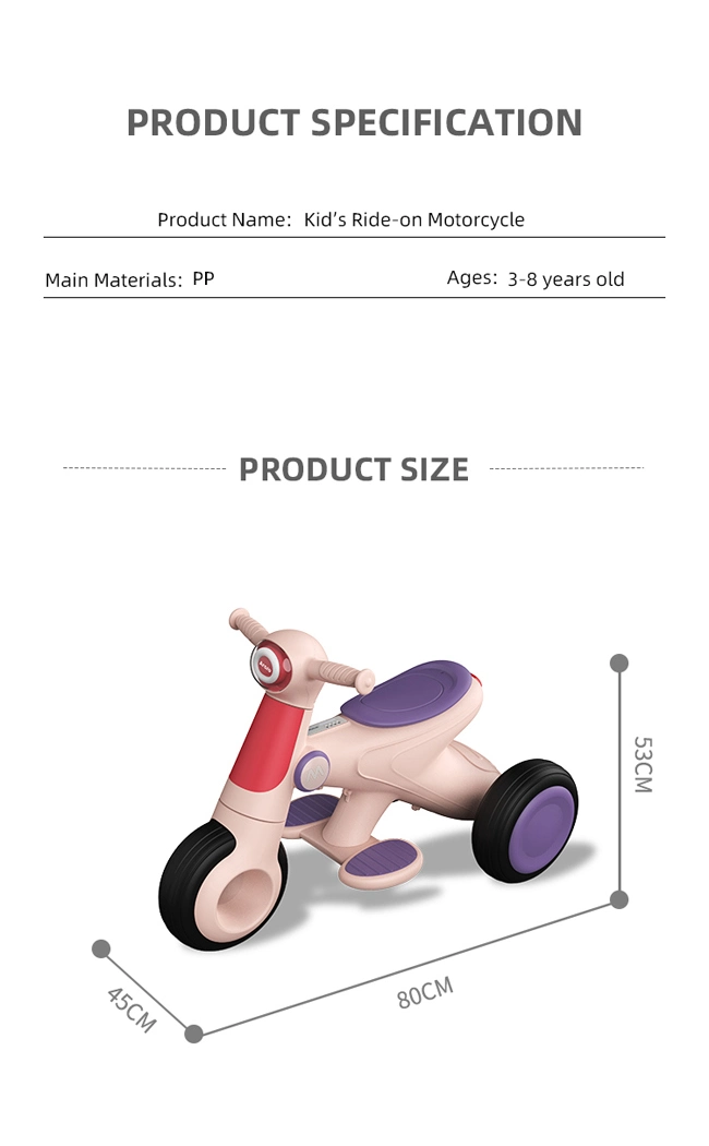 Battery Operated Tricycle Children Ride on Car 3 Wheels Design Baby Electric Motorcycle with Light and Music Funny Kids Motorcycle